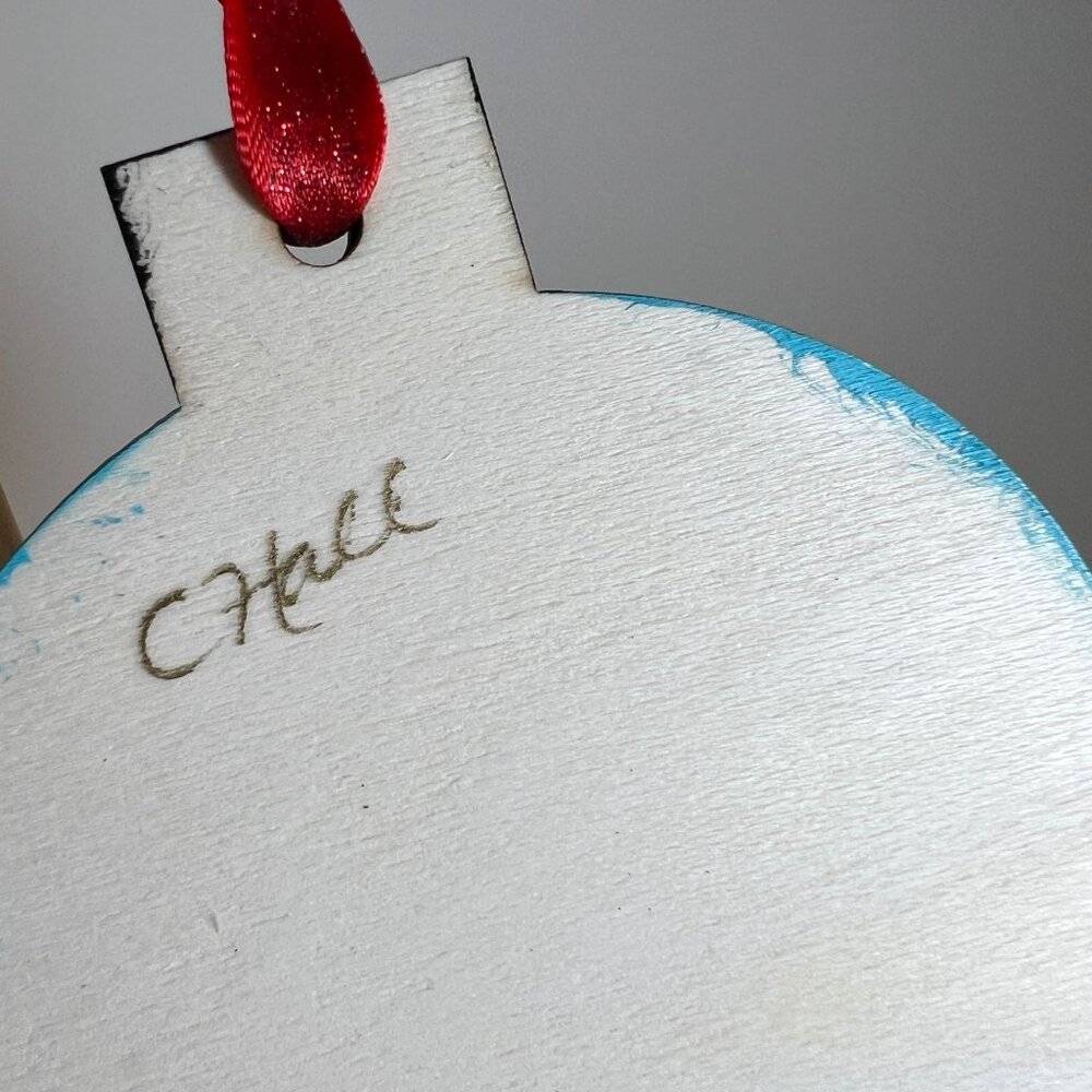 Hand-Painted Wooden Cardinal Ornament With Red Bow - Picture 3 of 3